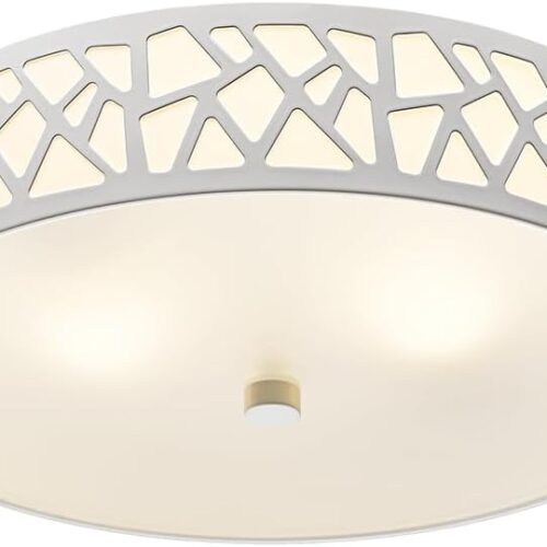 Semi-flush mount ceiling light, 12.6 inches, gold finish, 2-layer linen shade. Farmhouse style. Suitable for bedroom, hallway, living room.