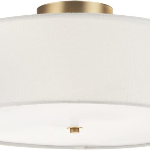 20-inch flush mount ceiling fan with light, caged design, remote control. 6 speeds, 4 bulbs included. Suitable for bedroom, kitchen, dining room.