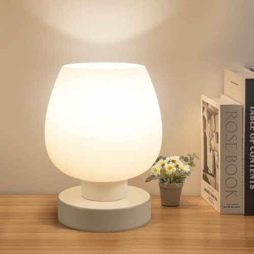 Touchscreen bedside lamp, modern compact design