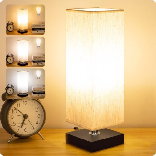 Small bedside table lamps in three color options