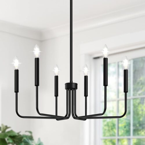 12-light gold chandelier, linear design, dimmable. Suitable for dining room, living room, kitchen island.