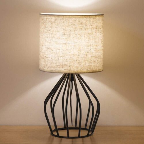 Black modern minimalist table lamp with hollow base