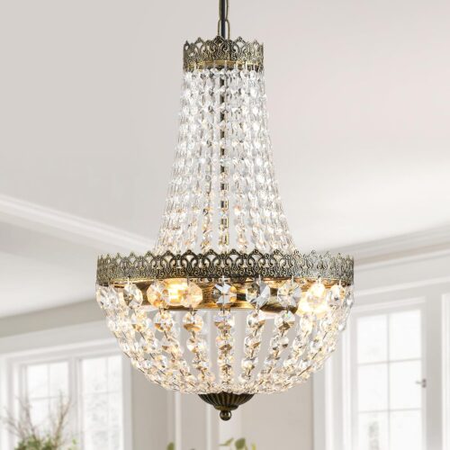 20-inch gold bubble glass chandelier, hand-blown swirl glass. Suitable for living room, hallway, dining room.