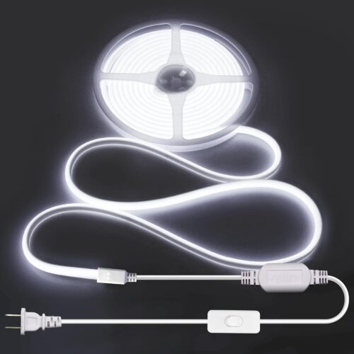 16.4ft RGB color-changing LED strip, waterproof, 300 LEDs, 12V. Black PCB. Suitable for bedroom, TV backlight, holiday decoration.