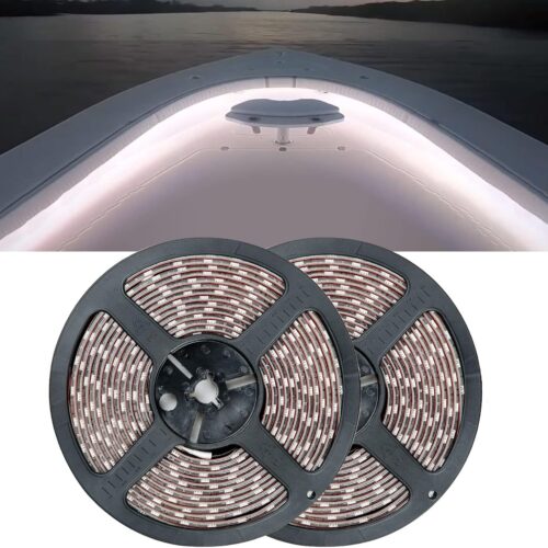16.4ft red LED strip, waterproof IP65, 300 LEDs, 12V. No power supply. Suitable for home, garden, commercial lighting.